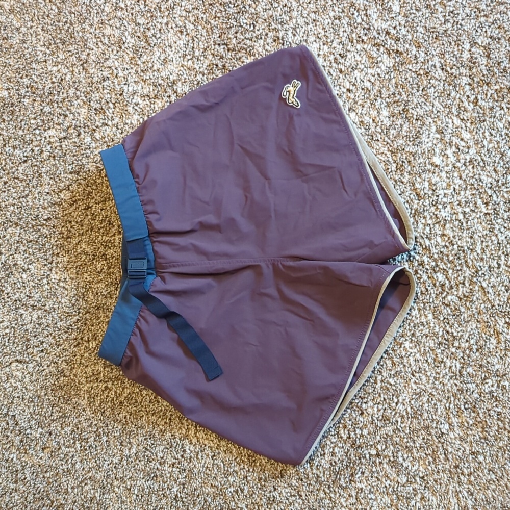 Women’s Tracksmith Plum Active Shorts with Blue Waistband